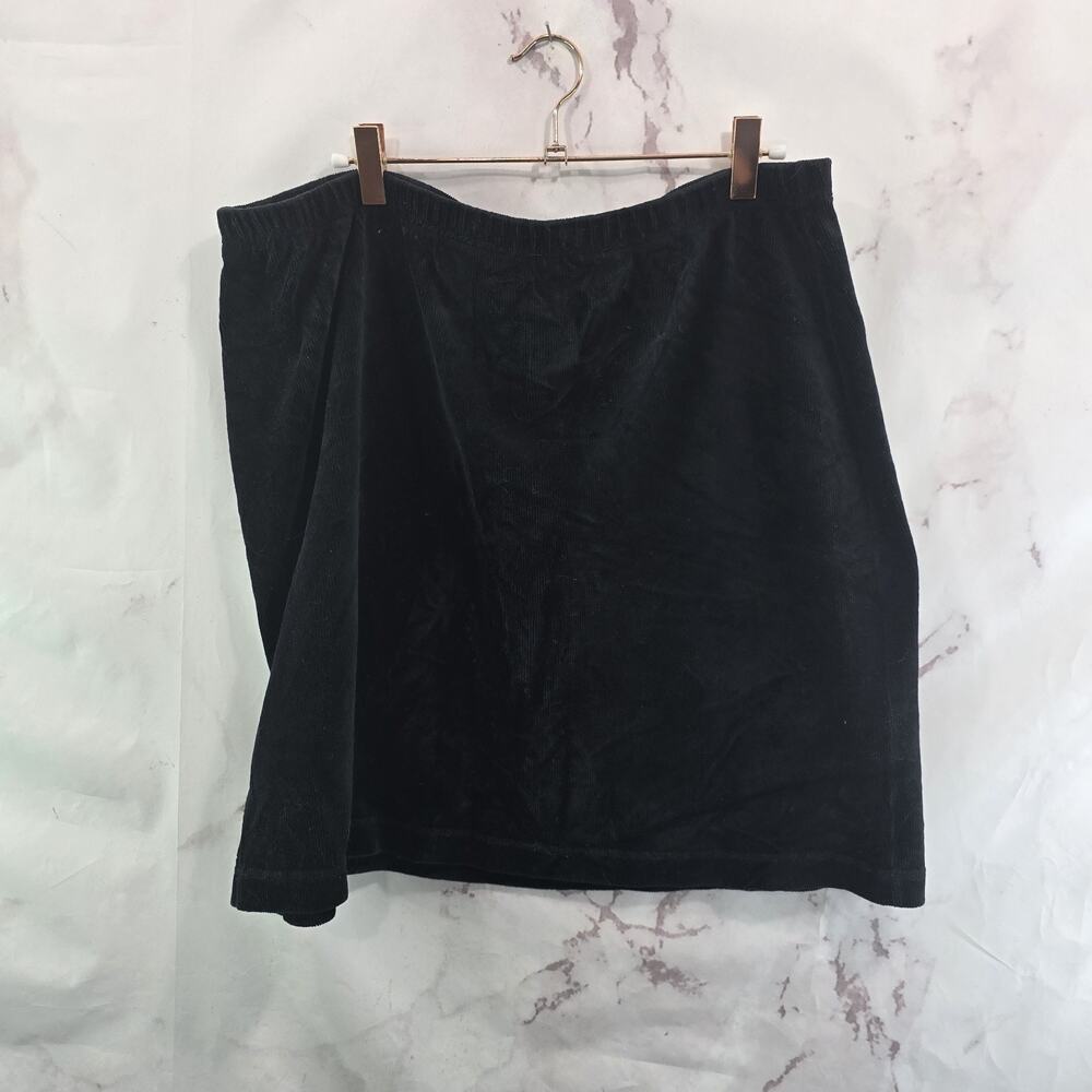 J Jill Skirt Womens XL 37 Inch Black Mini Corduroy Velvet Stretchy Pull On